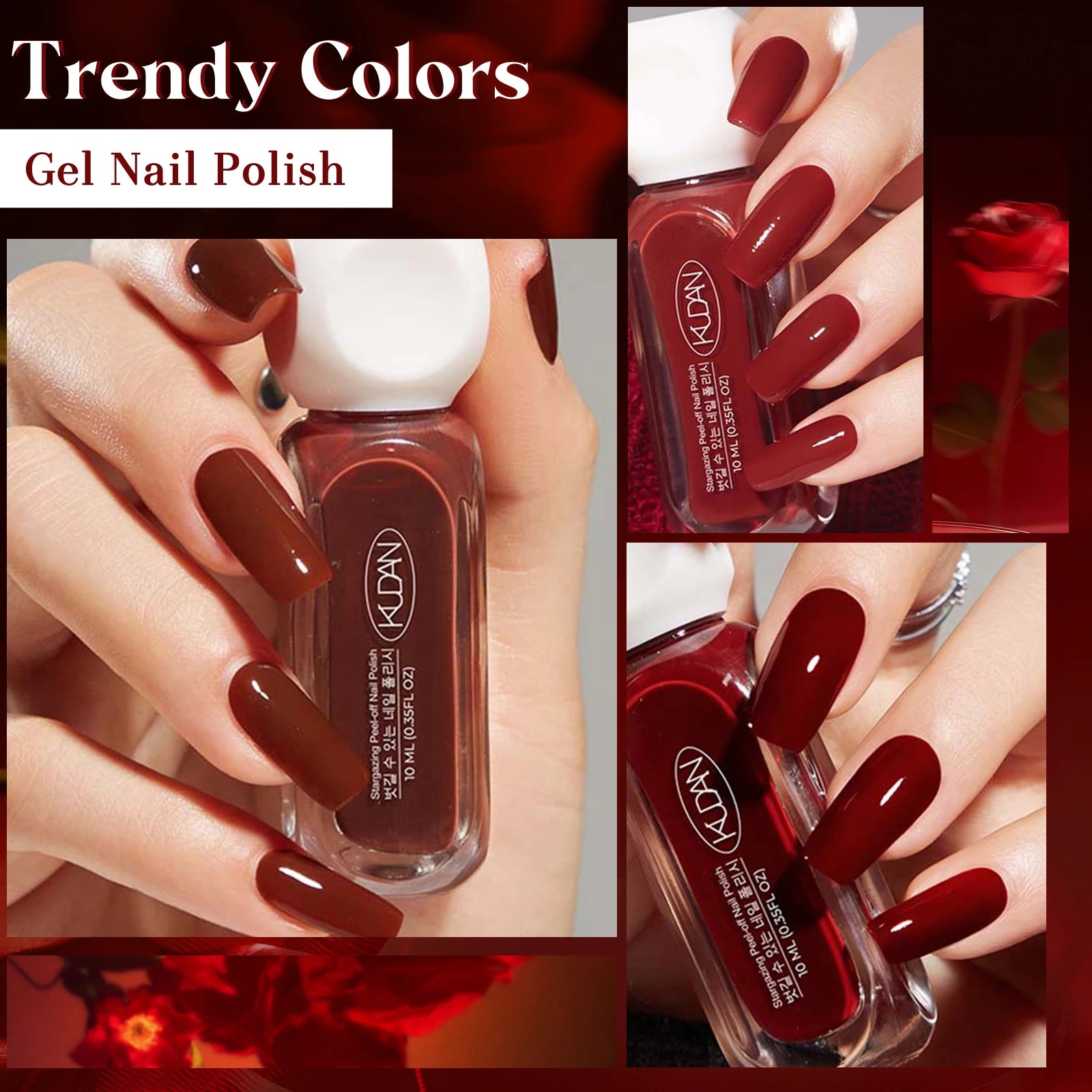 Lot de 4 vernis à ongles rouges paillettes à base d'eau – Sereva