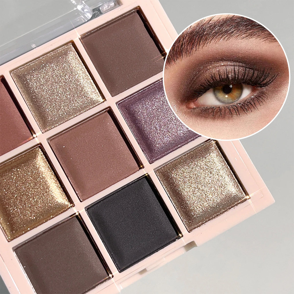 Palette Fards à Paupières 9 Couleurs – Glitter, Shimmer & Mat