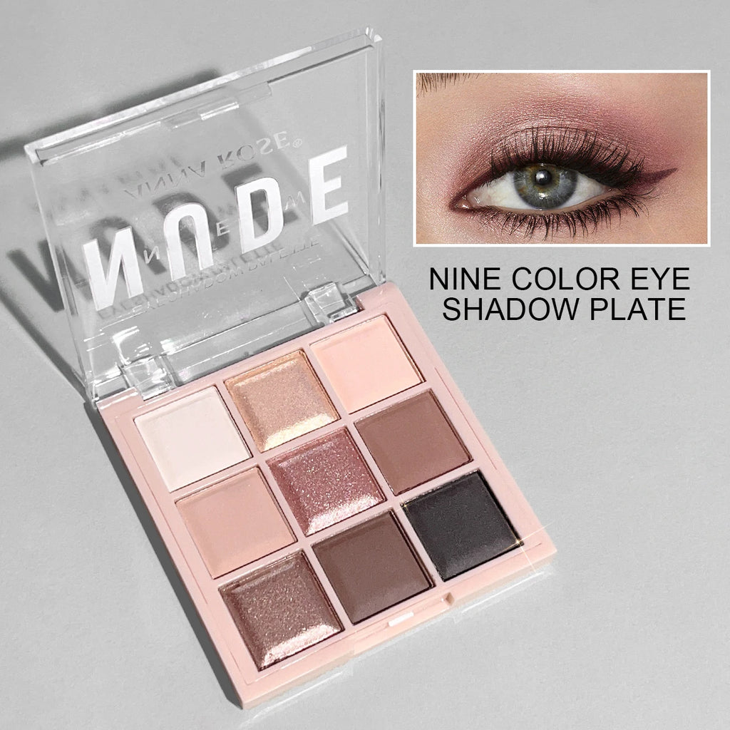 Palette Fards à Paupières 9 Couleurs – Glitter, Shimmer & Mat