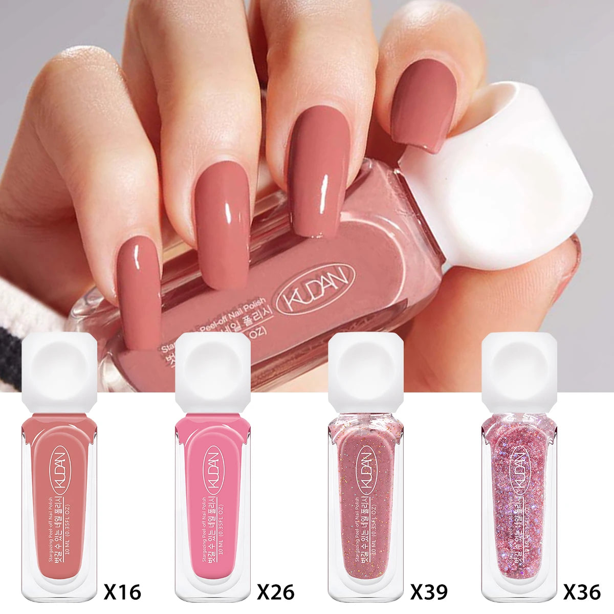 Lot de 4 vernis à ongles rouges paillettes à base d'eau – Sereva