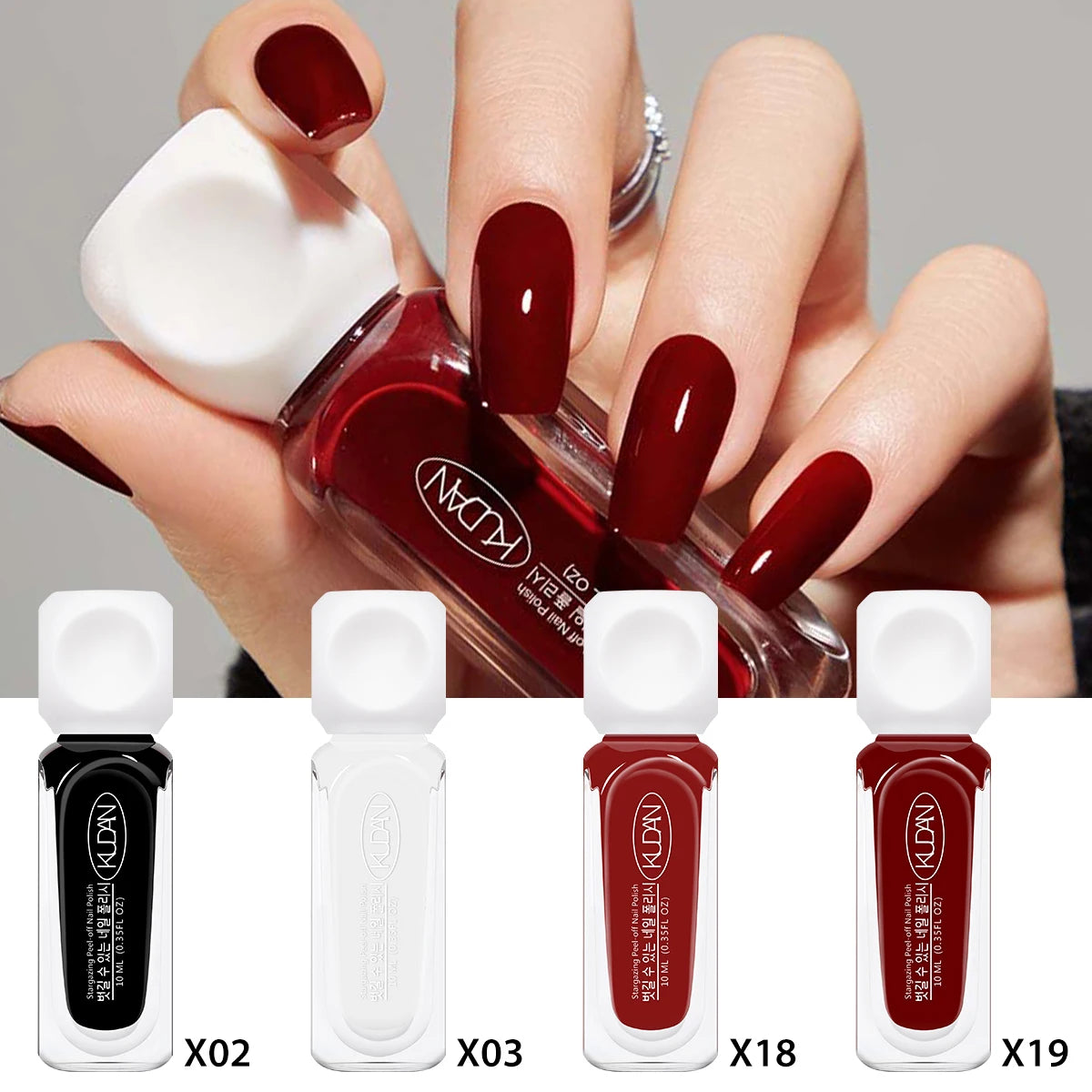 Lot de 4 vernis à ongles rouges paillettes à base d'eau – Sereva