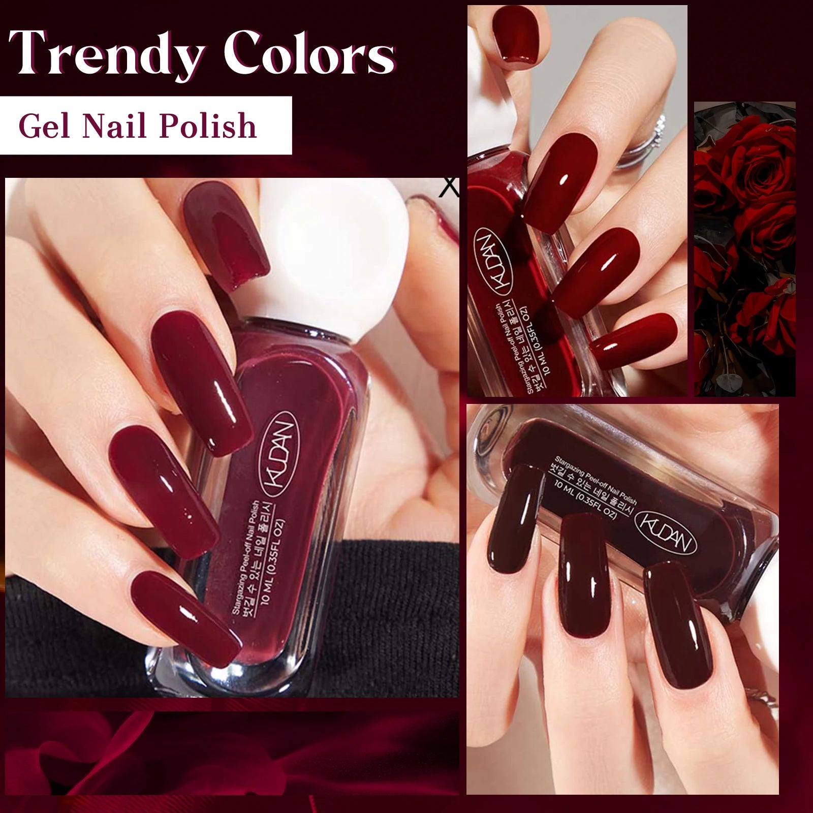 Lot de 4 vernis à ongles rouges paillettes à base d'eau – Sereva