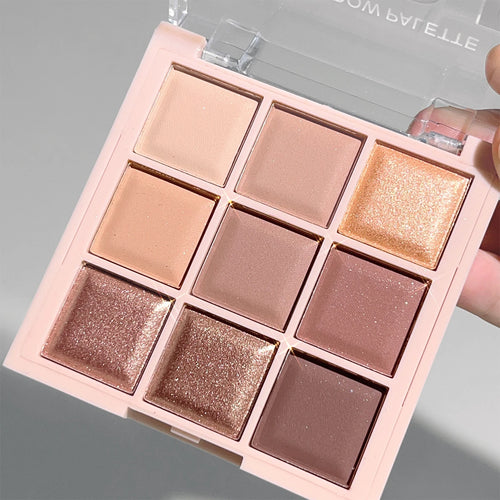 Palette Fards à Paupières 9 Couleurs – Glitter, Shimmer & Mat